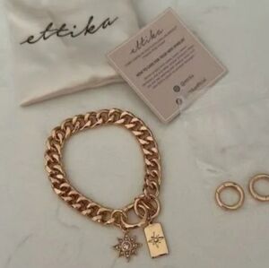 ETTIKA Chain Link Bracelet 14K Gold Plated Starry Charms $75